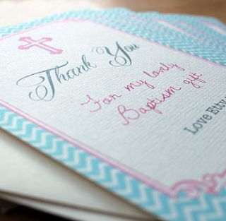 personalised christening 'thank you' card by precious little plum