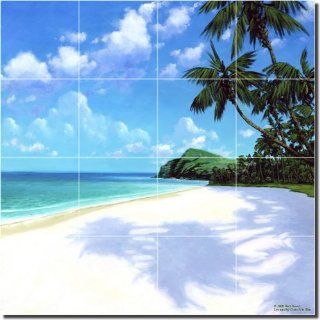 Ceramic Tropical Beach Tile Mural 24" x 24"   Lanika Beach by Rich Novak   Kitchen Shower Backsplash    
