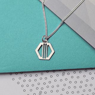 art deco hexagon charm necklace by dowse