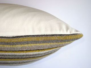 bamboo stripe knitted lambswool cushion by gabrielle vary knitwear