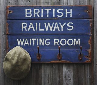 vintage style 'british railways' hook board by woods vintage home interiors
