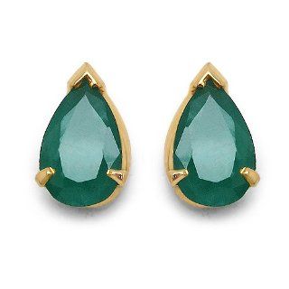 2.58 Carat Genuine Emerald 18K Yellow Gold Earrings Jewelry