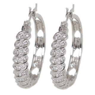 NEXTE Jewelry Silvertone Cubic Zirconia Swirl Hoop Earrings NEXTE Jewelry Cubic Zirconia Earrings