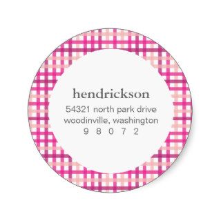 Plaid Round Address Label Stickers
