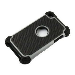 HJX Gray 3in1 Triple layer Hybrid Rugged Rubber Matte Hard Soft Gel Case Cover for Apple iPod Touch 4 / iTouch 4th Generation Cell Phones & Accessories