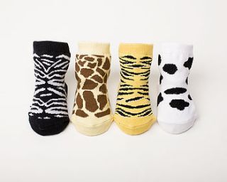 set of four animal baby socks by diddywear