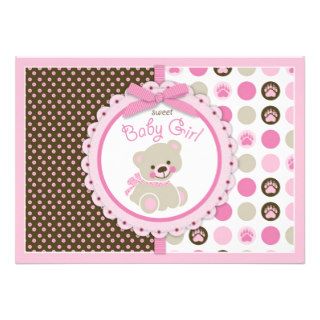 Teddy Bear Baby Girl Baby Shower Pink Custom Invite