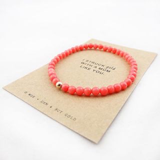 struck gold coral bracelet for mum by wue