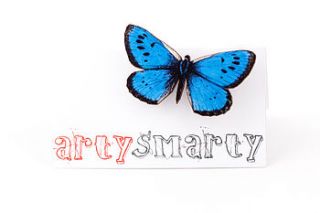 bright wooden butterfly brooch by artysmarty