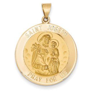 14k Yellow Gold Polished and Satin St. Joseph Medal Pendant. Metal Wt  2.48g Jewelry
