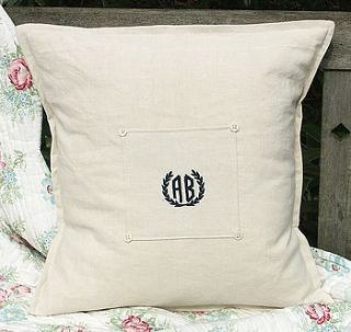 personalised vintage french linen cushion by sacha   smith