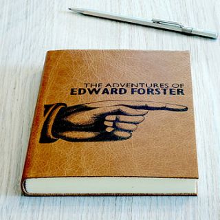 personalised pointing hand leather journal by hope house press