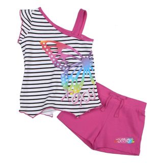 XOXO Girl's Stripes Shirt and Pink Short Set XOXO Girls' Sets