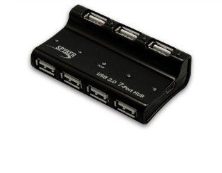 Spyker CL HUB20014 7 Ports USB 2.0 Hub LED Activity Indicator Without Power Adapter (Black) Electronics