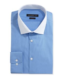 Slim Fit Stretch Knit Pinstripe Dress Shirt, Medium Blue