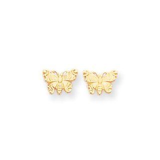 Earrings Butterfly Post   Polished 14kt Gold Jewelry