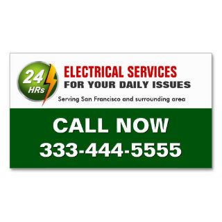 24 Hour Electrician Electrical Power Lighting Business Card Templates