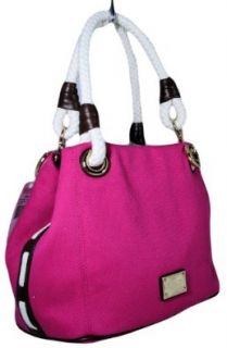 Michael Kors Marina Canvas Med Grab Bag Electric Pink Shoulder Handbags Shoes