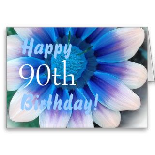 HAPPY 90th  BIRTHDAY  with Magic Blue Flower Card
