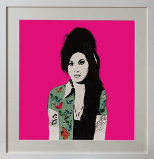 framed pink amy winehouse print by 77 art