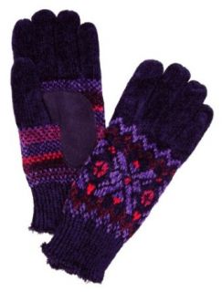 Isotoner Womens Purple Snowflake Knit Gloves with Microluxe Lining