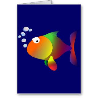 Funny happy fish greeting card