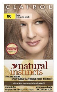 Clairol Natural Instincts Haircolor, #06 Linen Medium Ash Blonde (Pack of 2)  Chemical Hair Dyes  Beauty