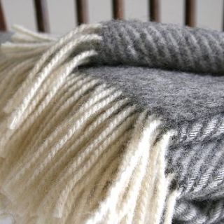 grey herringbone wool throw by pebble & chalk