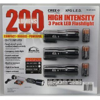 Techlite Lumen Master 200 Lumens High Intensity CREE XPG L.E.D. Tactical Flashlight, 3 Pack   Basic Handheld Flashlights  