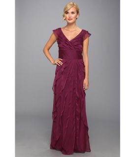 Adrianna Papell Long Irri Tiered Petal Dress Womens Dress (Burgundy)