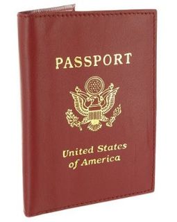 Leather Cover Passport Holder Travel Red Wallet with Logo at  Mens Clothing store