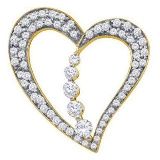 0.51 cttw 10k Yellow Gold Diamond Journey Of Love Heart Pendant Comes With 18" Gold Plated Bonus Chain (Real Diamonds 1/2 cttw) Jewelry