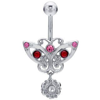 Butterfly Gemstone Belly Button Ring Body Piercing Rings Jewelry