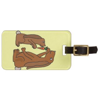 Mother and Baby Brown Rabbit Cartoon Luggage Tag