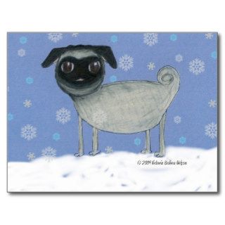 Winter Pug Postcard