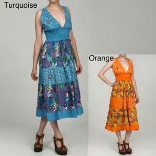 Jessica Taylor Women's Embroidered Floral Print Halter Top Dress Jessica Taylor Casual Dresses