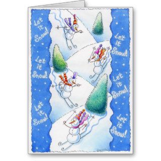 Snowmen Skiing Cards