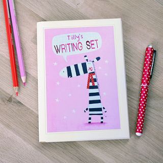 personalised zebra notecards writing set by made by ellis