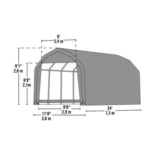 ShelterLogic 12Ft.W Homestead Barn Style Garage — 24ft.L x 12ft.W x 9ft.H, Gray, Model# 97153  Barn Style Instant Garages
