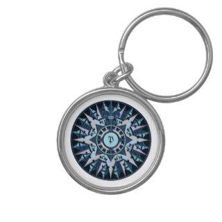 Art drawing, antique compass rose, add monogram keychains