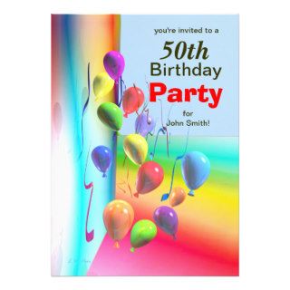 50th Birthday Party Balloon Wall Personalized Invites