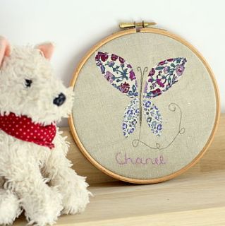 personalised child's embroidered wall art by polkadots & blooms
