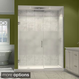 Dreamline Unidoor Plus 72 In. H X 32   33 In. W Frameless Hinged Shower Door, Half Frosted Glass