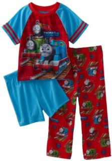 AME Sleepwear Boys 2 7 Thomas the Train Iconic Thomas 3 Piece Pajama Set, Multi, 4T Clothing