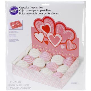 Cupcake Bakery Box W/hearts 1/pkg holds 12 Cupcakes