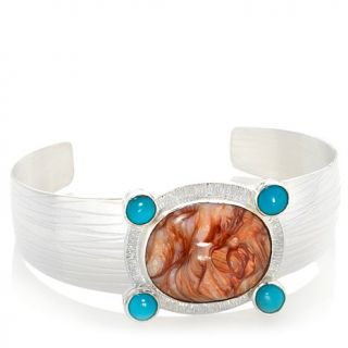 Jay King Caramel Opal and Turquoise Sterling Silver Cuff Bracelet