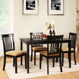 Wilmington Black Mission Back Cushioned 5 piece Dining Set