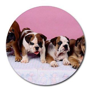 Cute English bulldog puppies Round Mousepad Mouse Pad Great Gift Idea 