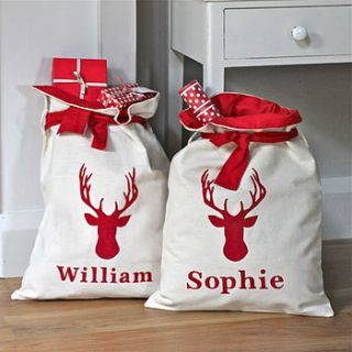 personalised lined christmas sacks by chapel cards