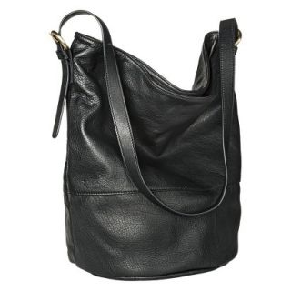 Merona Genuine Leather Bucket Handbag   Black
